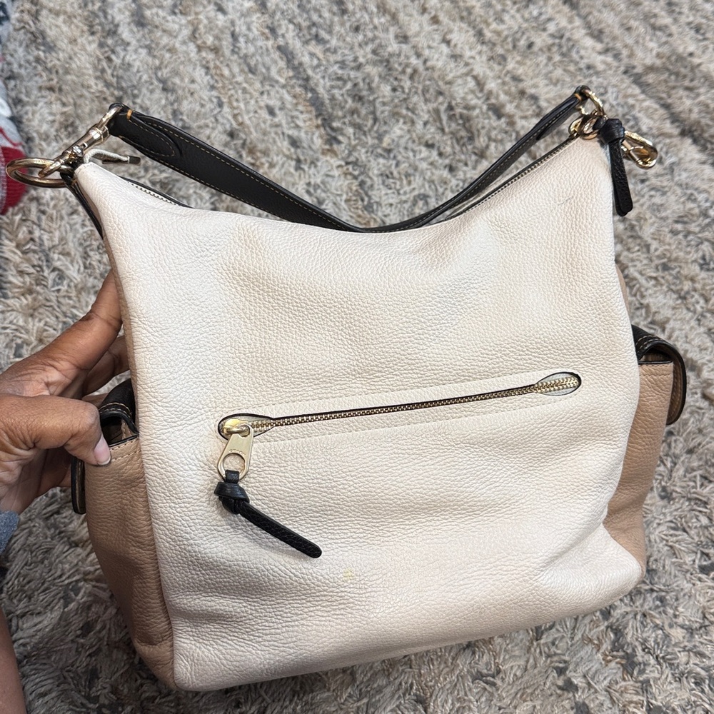Coach Black Tan cream Leather Bag - Picture 4 of 13